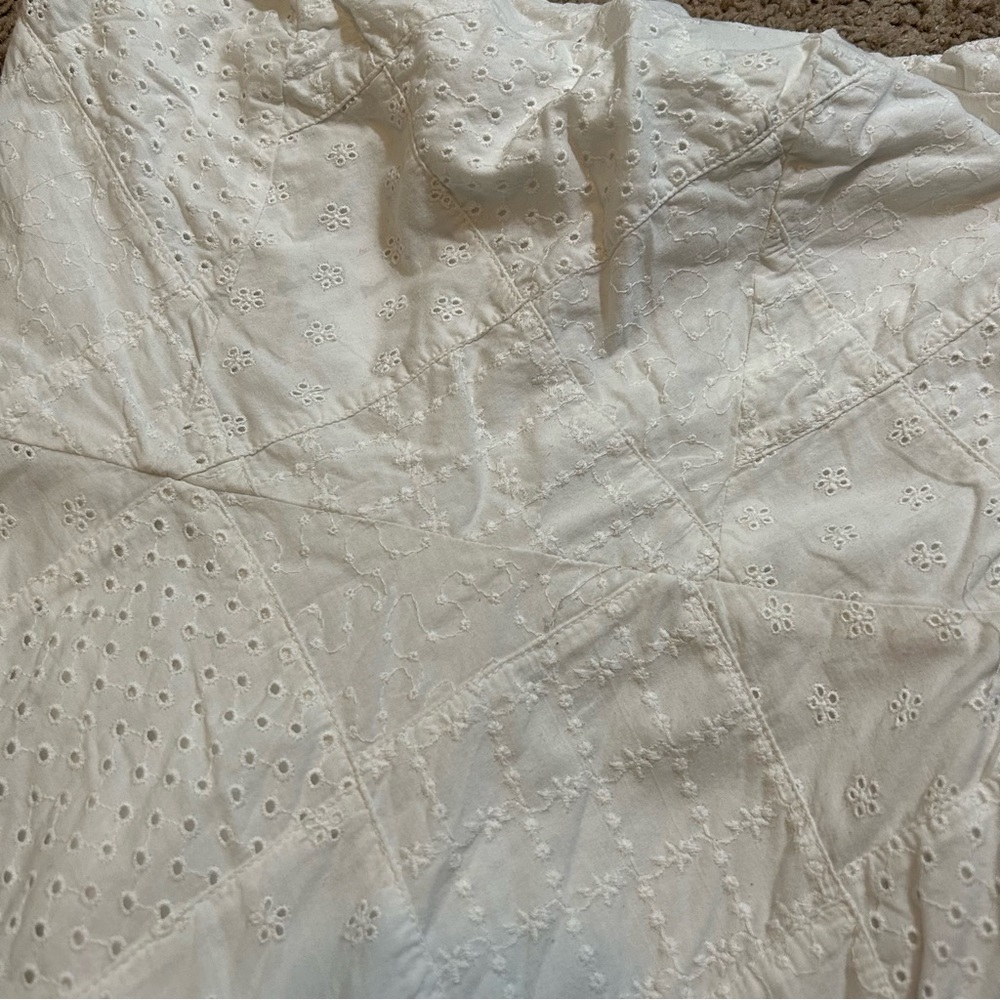 American Eagle White Patchwork Strapless Midi Dre… - image 3